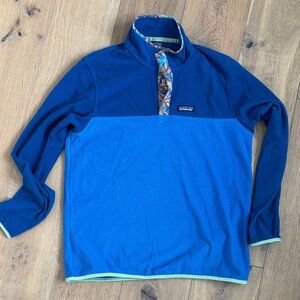 Patagonia Two-Tone Blue Fleece with Patterned Collar